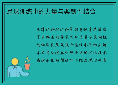 足球训练中的力量与柔韧性结合